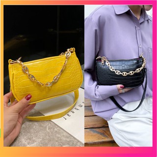 TÚI ĐEO! TÚI XÁCH NỮ PHỐI DÂY XÍCH VÂN CÁ SẤU NHỎ GỌN XUÂN HÈ MẪU MỚI NN309531