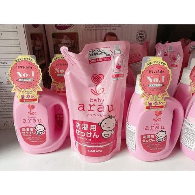 Combo Chai Tặng Túi Nước Giặt Arau Baby Nhập Khẩu Chính Hãng Nhật Bản