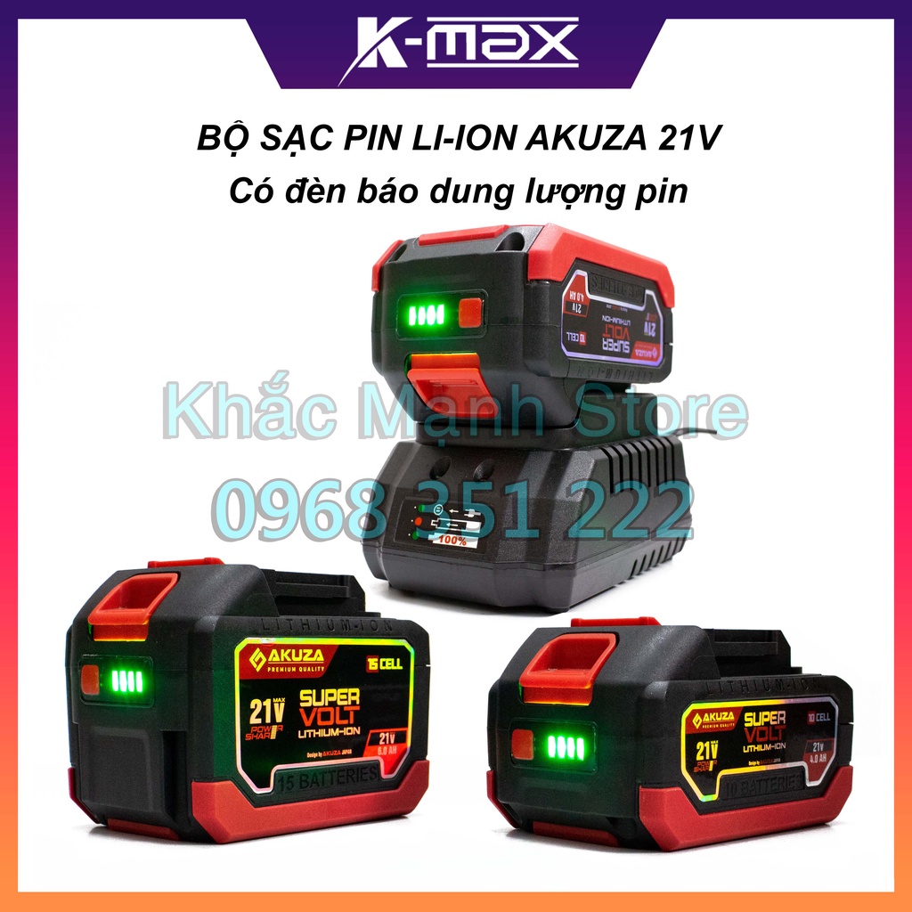Bộ Sạc Và Pin AKUZA Dành Cho Khoan, Máy Siết Bulong, Máy Bắn Vít Cầm Tay Hàng Chất Lượng Cao