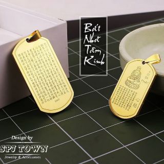 Mặt Dây Chuyền Titan Phong Thủy Bát Nhã Tâm Kinh Dạng Thẻ Bài (giá chưa bao gồm dây)