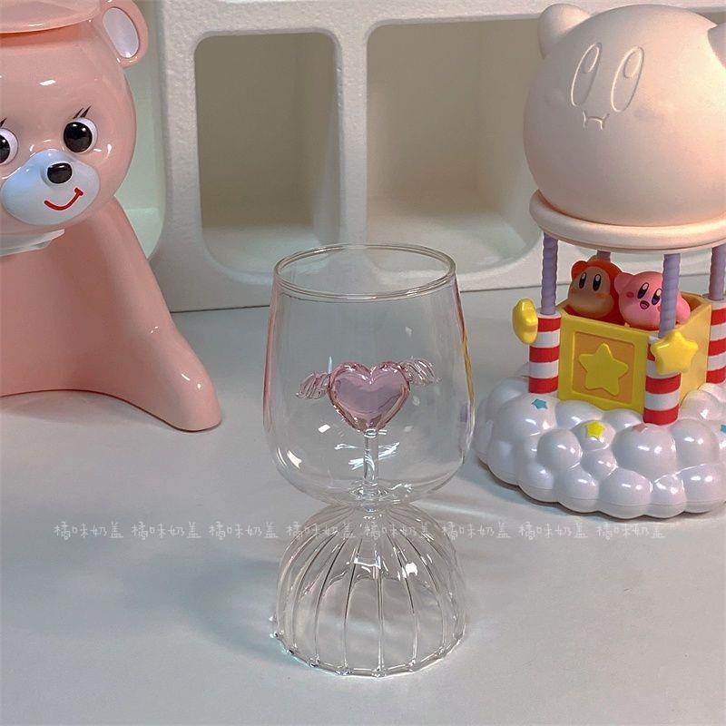 Ly Thủy Tinh Uống Rượu Chịu Nhiệt Cao Hình Đôi Cánh Thiên Thần Màu Hồng Dễ Thương
