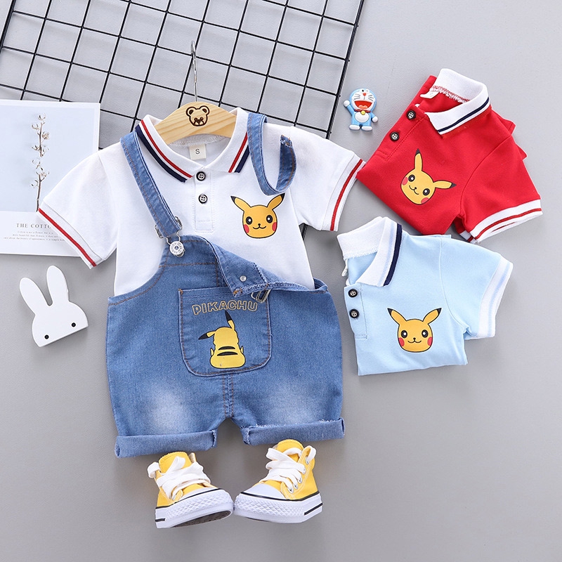 Set Áo Sơ Mi Ngắn Tay Và Quần Short Yếm Kiểu Dáng Đáng Yêu Dành Cho Các Bé