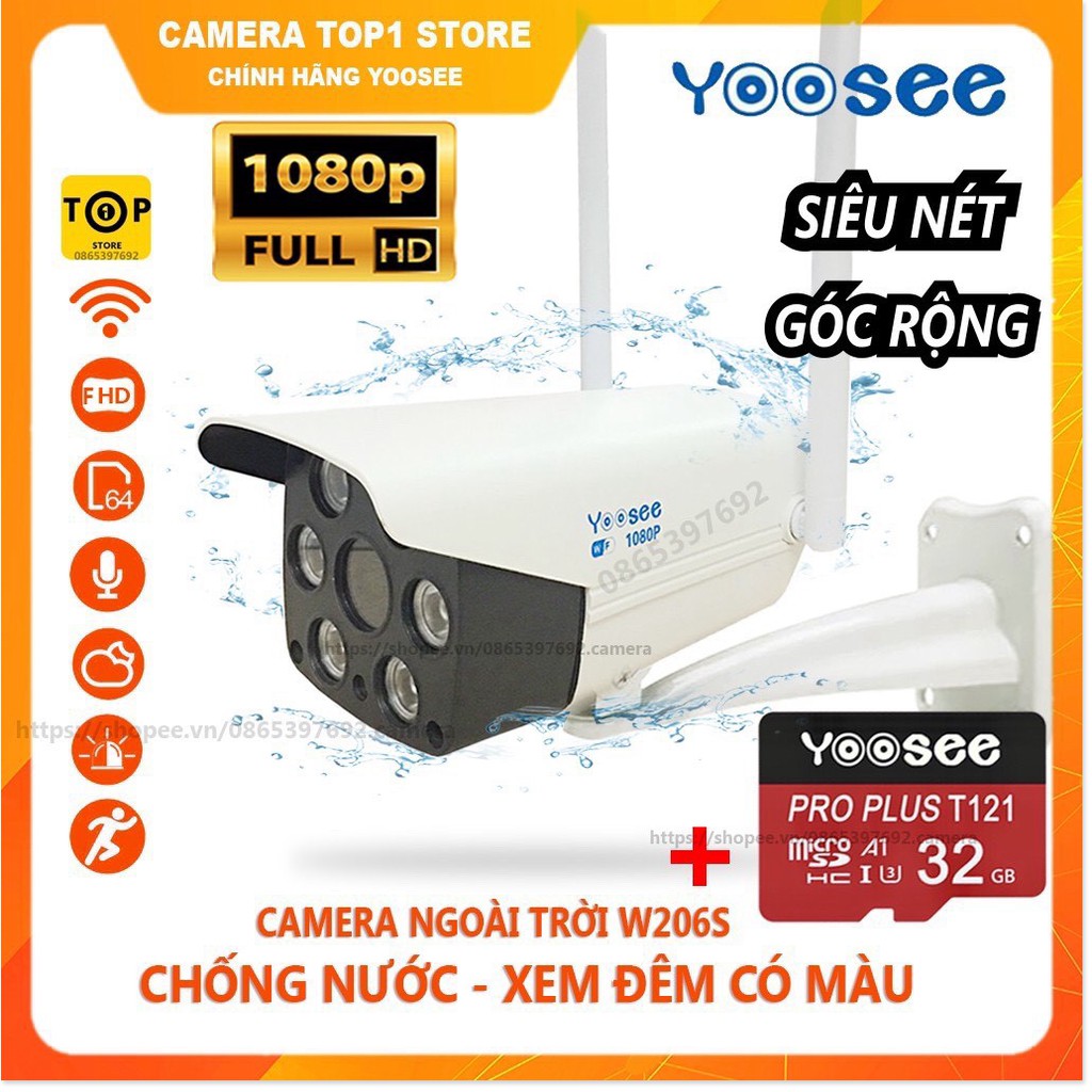 Camera IP YooSee Ngoài Trời FHD 1080 Tiếng Việt + Thẻ Nhớ 32Gb Yoosee