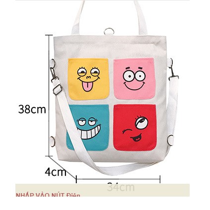 Túi vải tote  canvas đeo chéo NHẬT BẢN giá rẻ vải canvas mềm trơn đẹp đi học 4 MÀU TV42