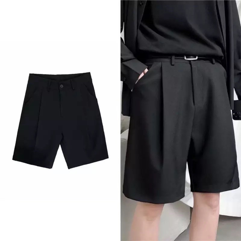 Quần short kaki đen Nam Nữ phong cách HQ Unisex
