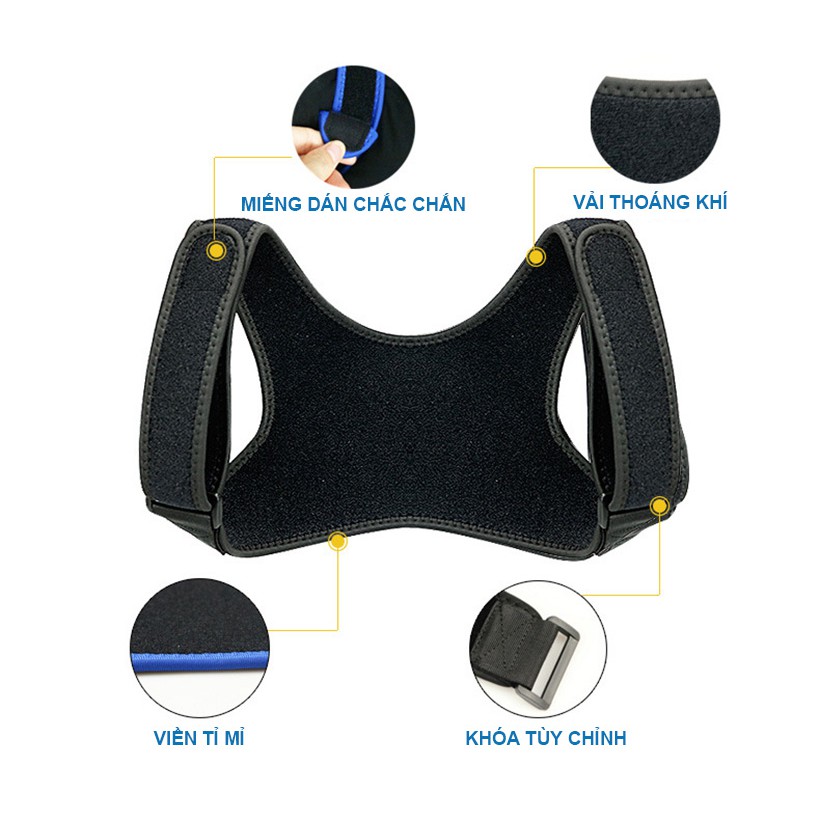 Đai Chống Gù Lưng Chỉnh Cột Sống , Tư Thế Posture Corrector -Tặng kèm 2 tấm trợ lực