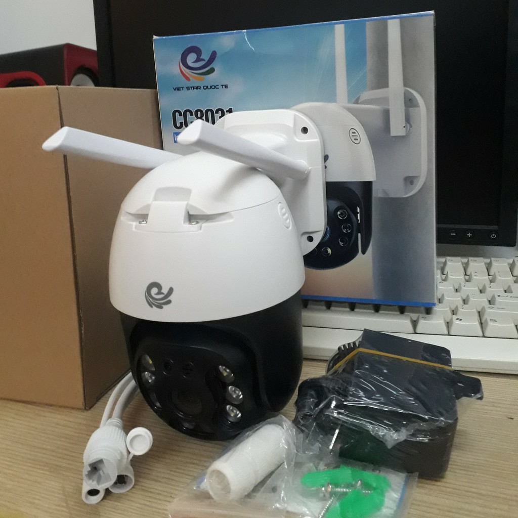 Camera ngoài trời Carecam wifi CC8031 xoay 360 độ phân giải 3.0Mpx hình ảnh Full HD sắc nét kèm thẻ nhớ tùy chọn | BigBuy360 - bigbuy360.vn