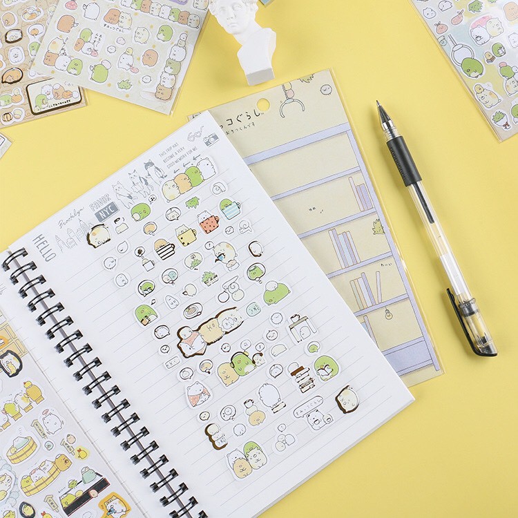 Bộ sticker gia đình gấu béo trang trí sổ tay (ST11)