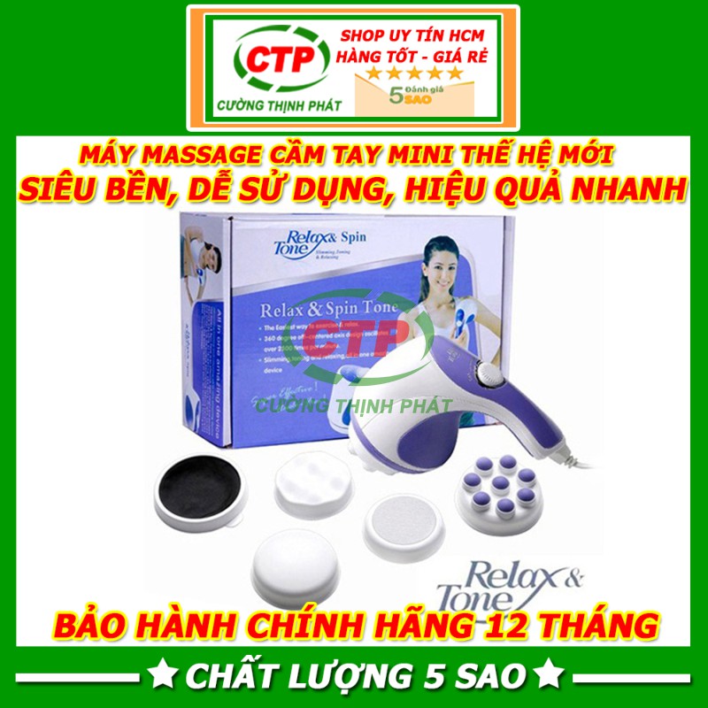 Máy Massage Cầm Tay Mini Máy Mát Xa Giảm Mỡ Lưng Bụng Đùi Đa Năng Relax Spin Tone 5 Đầu