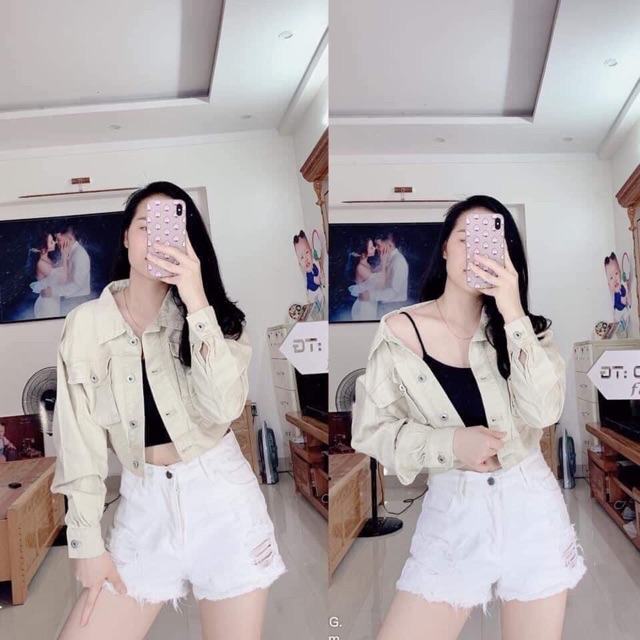 Áo khoác kaki túi hộp dáng lửng | BigBuy360 - bigbuy360.vn