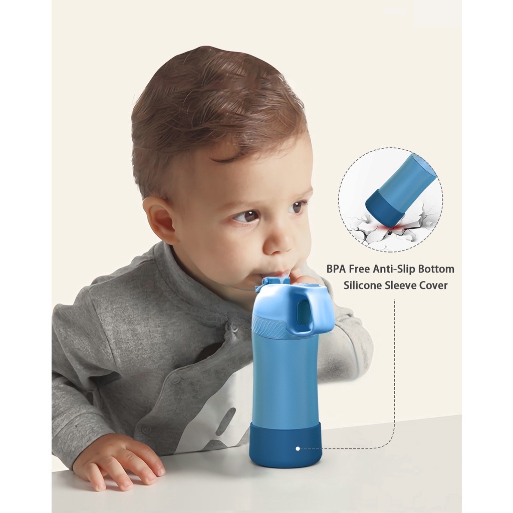 FJbottle Bình Nước Giữ Nhiệt 400ml / 15oz Bằng Thép Không Gỉ Chống Tràn Kèm Ống Hút Tiện Dụng Cho Bé