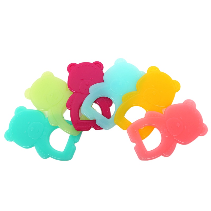 1 Đồ Chơi Ngậm Mọc Răng Bằng Cao Su Silicone Hình Gấu Hoạt Hình Nhiều Màu Sắc Dành Cho