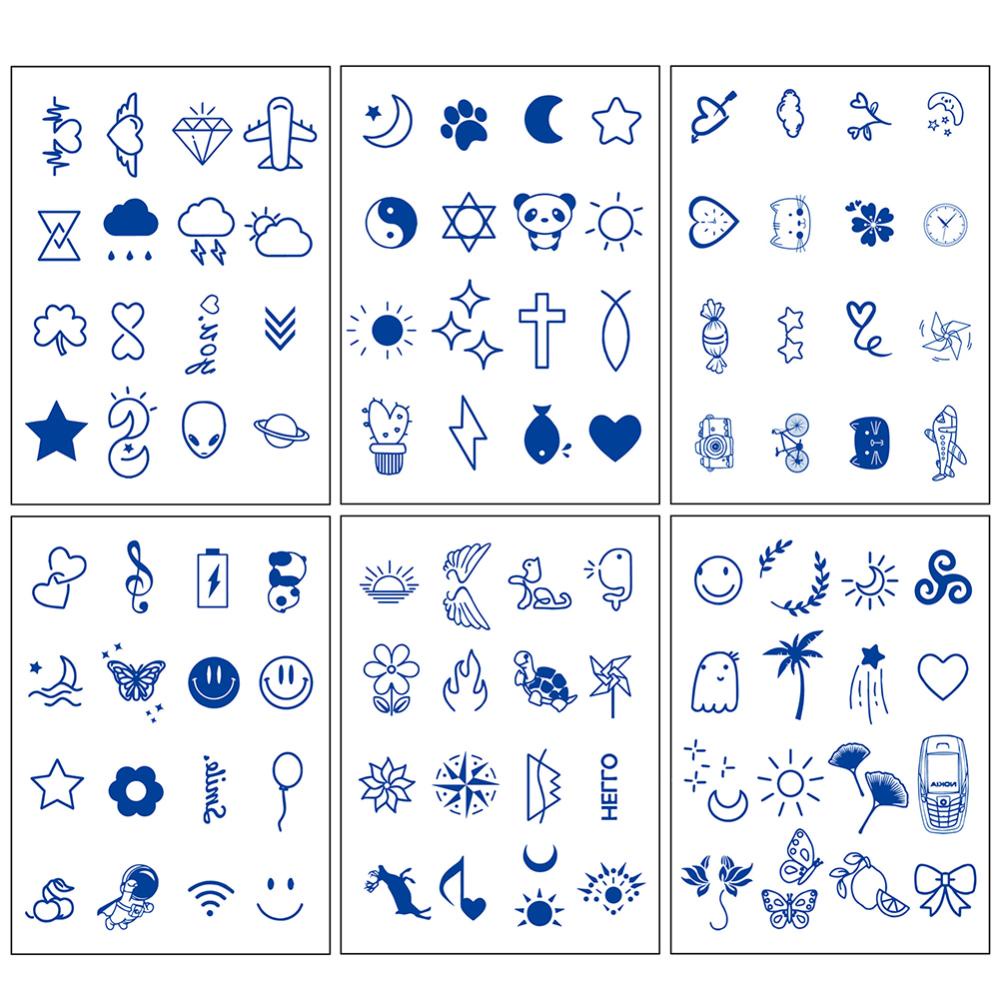 Set 6 Hình Xăm Dán Chống Nước Lâu Trôi Hình Thảo Dược Dễ Thương A3P1