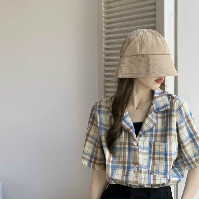 [Mã FAMARAL1 giảm 10K đơn 50K] Áo sơmi tay lỡ kẻ sọc retro form to rộng ulzzang