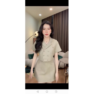 Set váy cổ vest mã D nhà LL