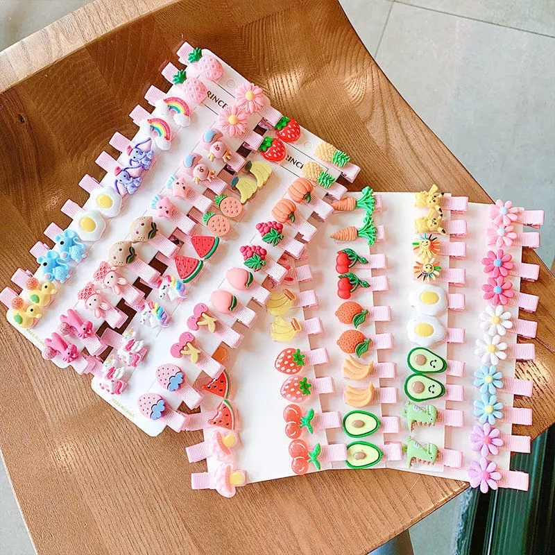 Set 10 kẹp tóc hình hoa quả đáng yêu cho bé gái