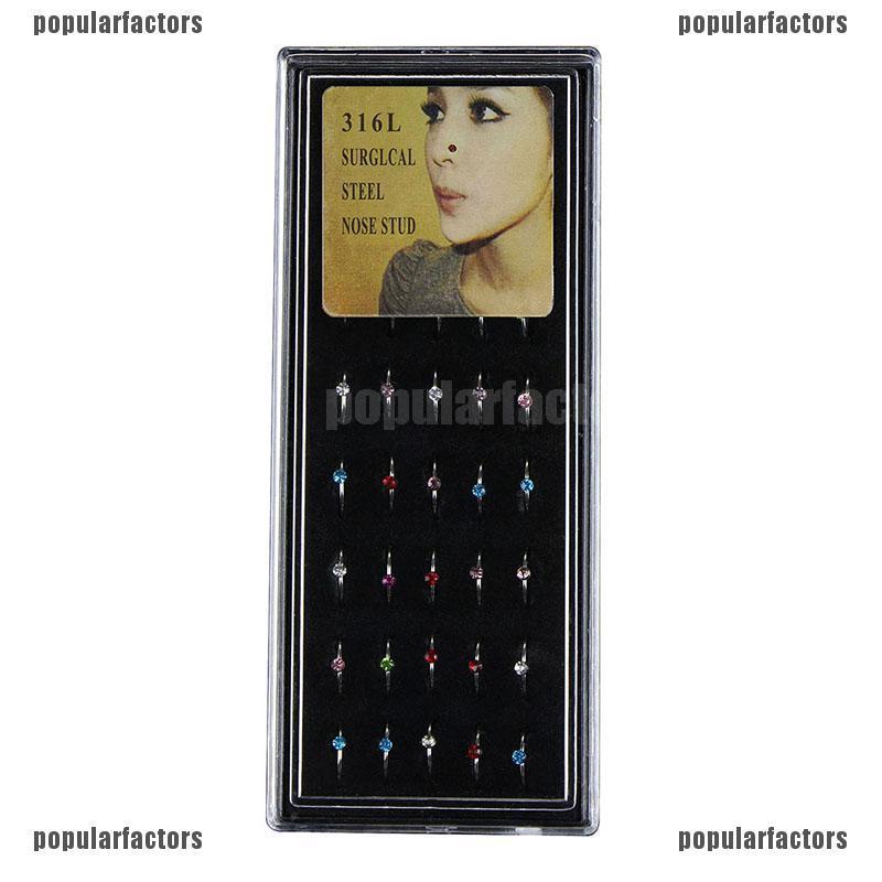 Set 40 Khuyên Mũi Bằng Thép Không Gỉ Đính Đá Cá Tính