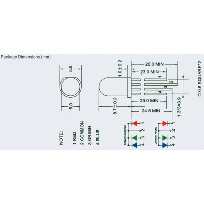 [10 CON] Led 5mm TRONG 7 Màu RGB 4 chân A chung