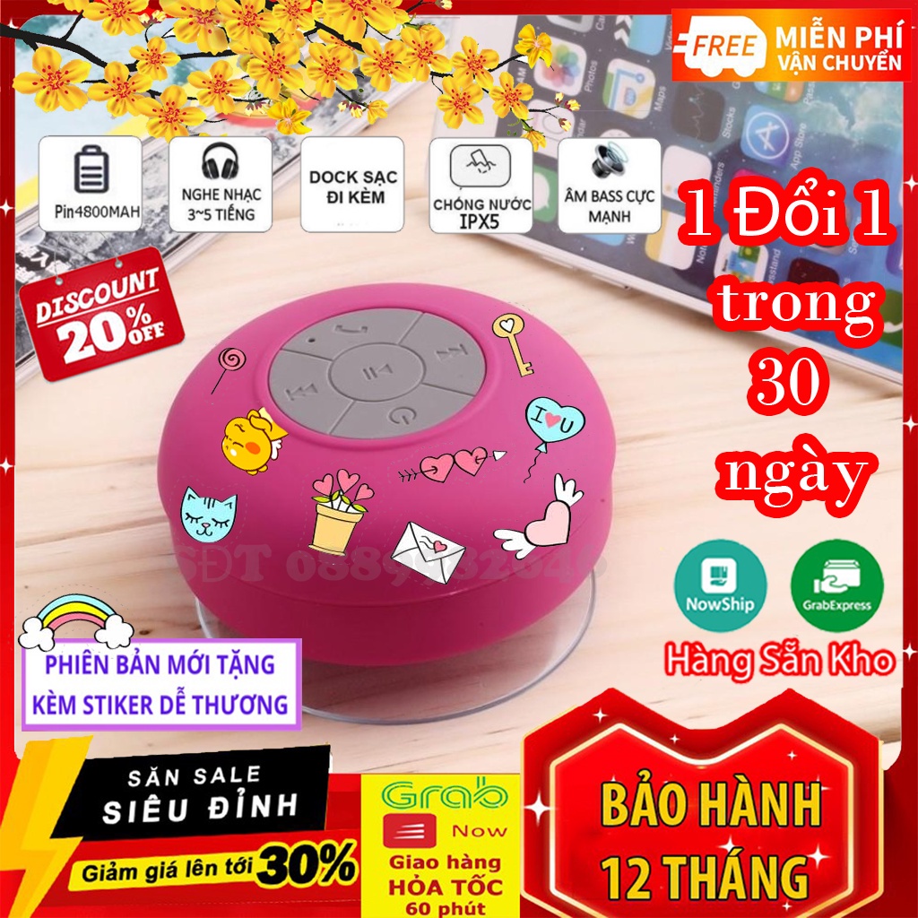 Loa Bluetooth Không Dây Chống Nước + Tặng Kèm Sticker Dễ Thương Loa Gắn Nhà Tắm Gắn Tường SIÊU HOT