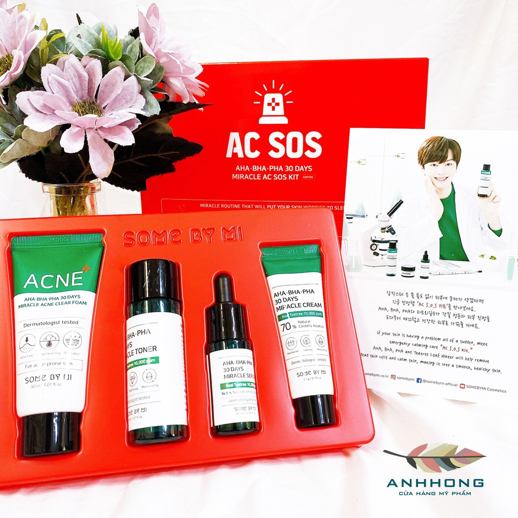 Set 4 món dưỡng da Some By Mi AHA-BHA-PHA 30 Days Miracle AC SOS