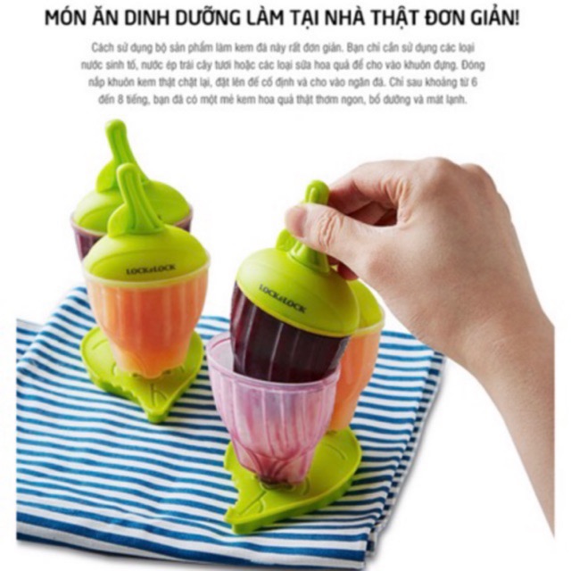 Bộ 4 dụng cụ làm kem que Lock&Lock CKS201