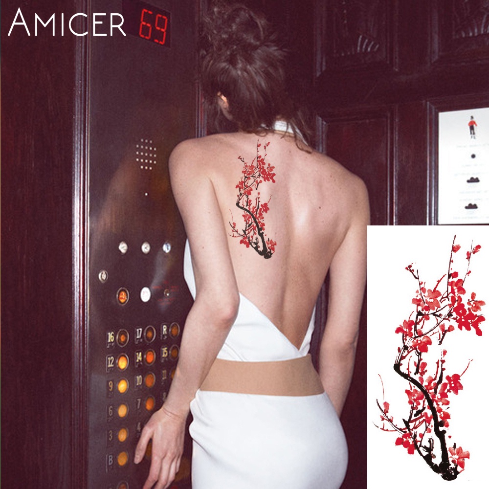 Hình Xăm Tạm Thời 3D Chống Nước Hình Hoa Anh Đào Cho Nữ