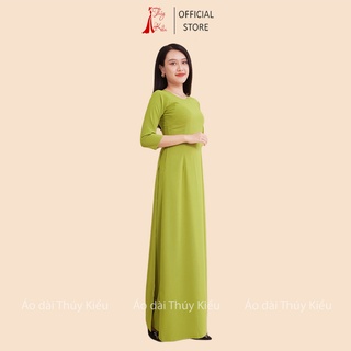 Áo dài Thúy Kiều trơn lụa Nhật màu xanh cốm K4
