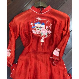 Áo dài gấm 2tà thêu
