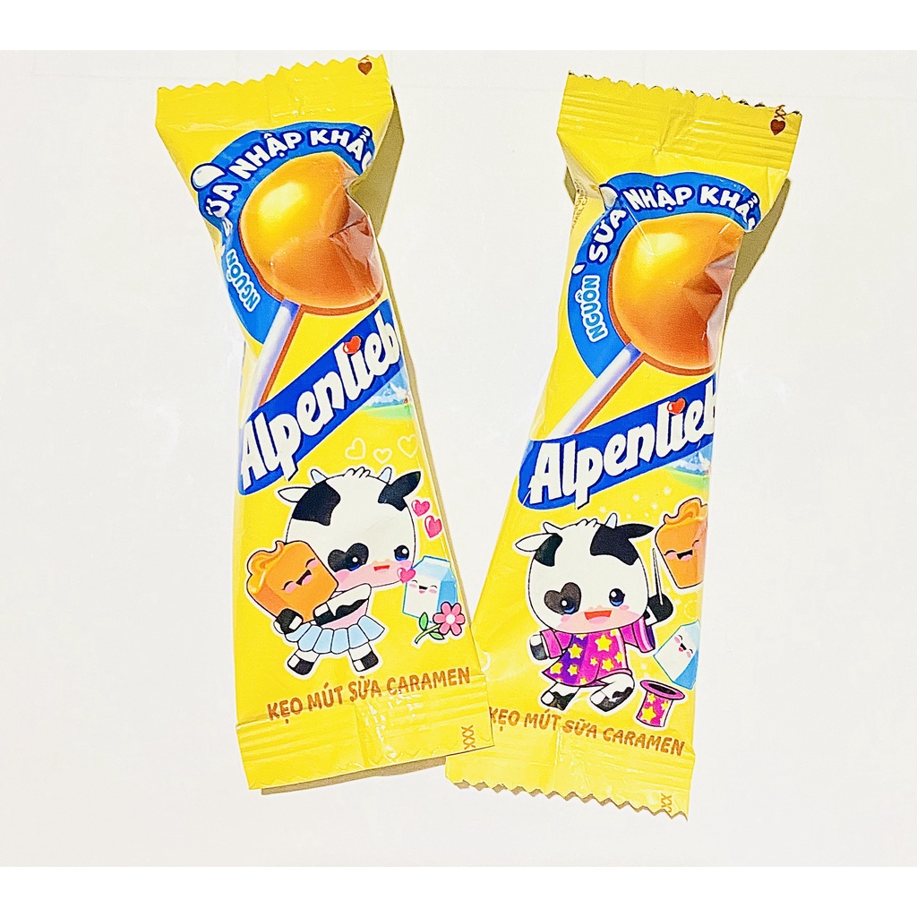 Combo 10 que kẹo mút alpenliebe mix vị sữa, dâu đồ ăn vặt siêu hot
