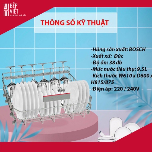 Máy rửa bát Bosch SMS46MI07E Seri 4 NHẬP KHẨU CHÍNH HÃNG - BẢO HÀNH 12 THÁNG - Máy độc lập