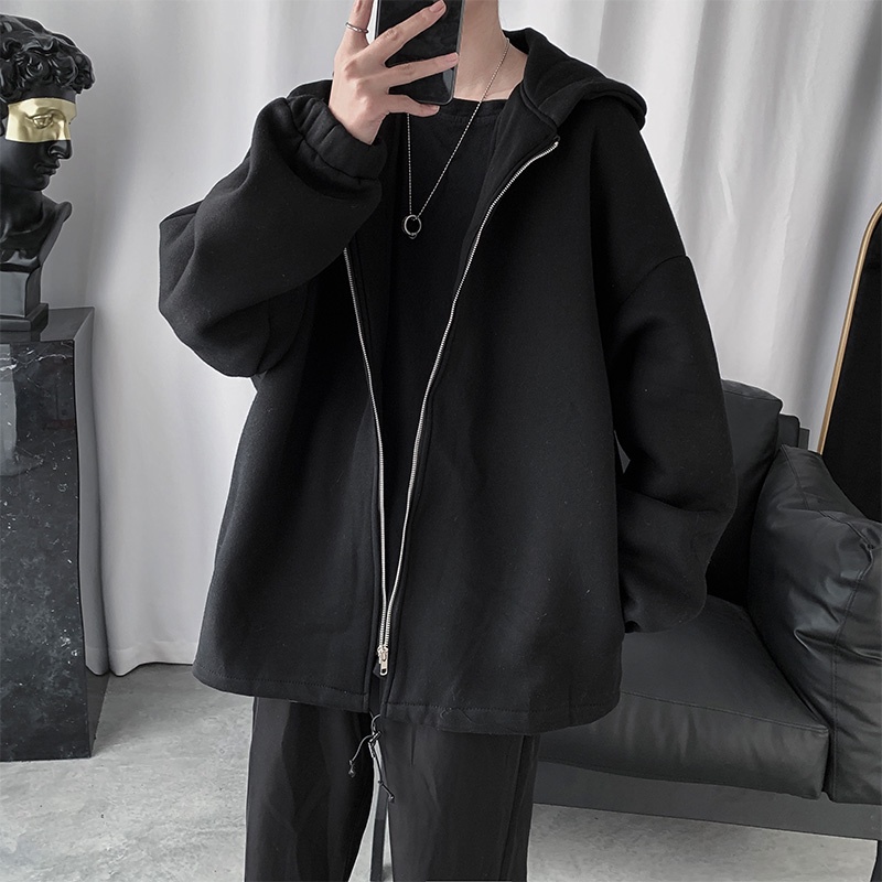 Áo khoác nỉ nam unisex có mũ phong cách trẻ trung thời trang hàn quốc hiện đại màu đen