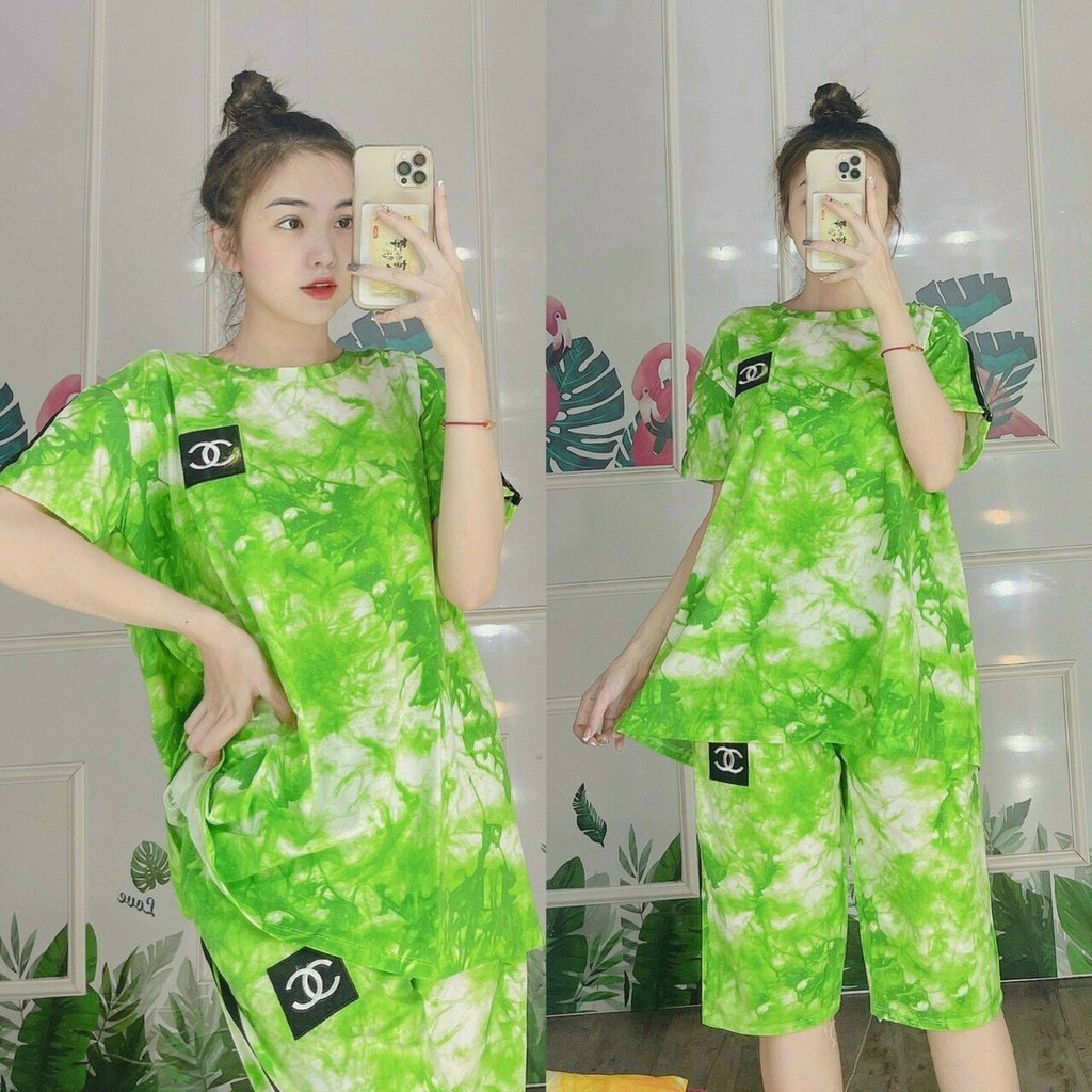 Sét đồ bộ nữ họa tiết loang sơn siêu hót