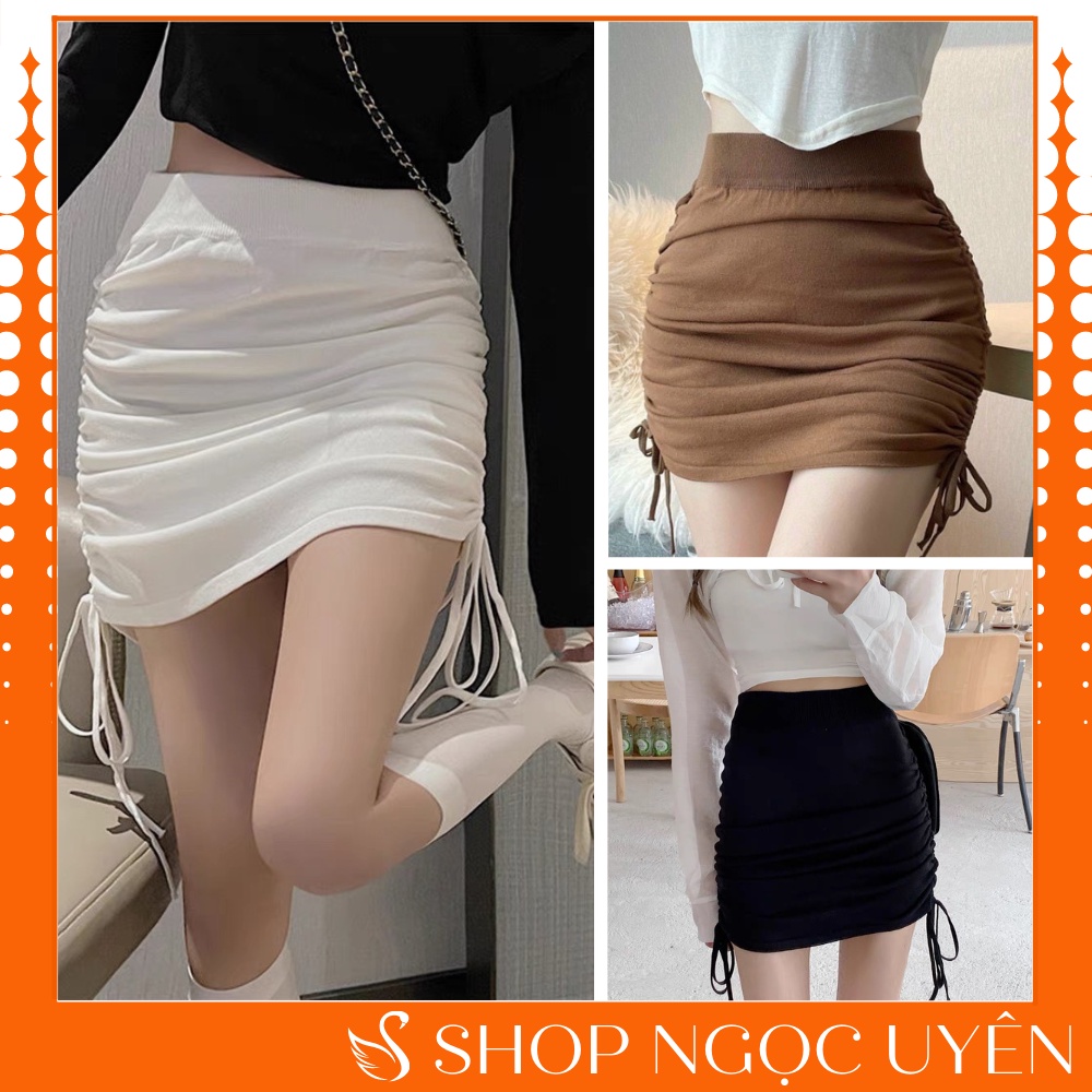 Chân váy rút dây ngắn cạp cao , váy body thời trang chất liệu thun co giãn nâng mông, tôn dáng cao cấp - Ngọc Uyên Store