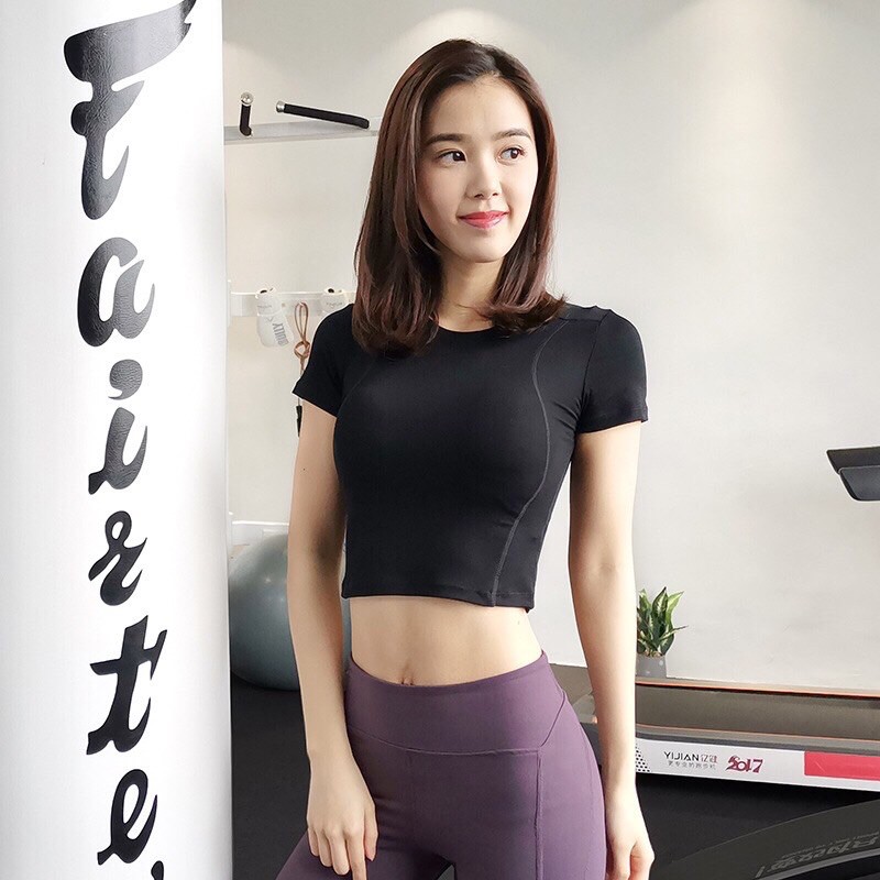 ÁO CROPTOP THUN LẠNH NQ - ÁO THỂ THAO NỮ