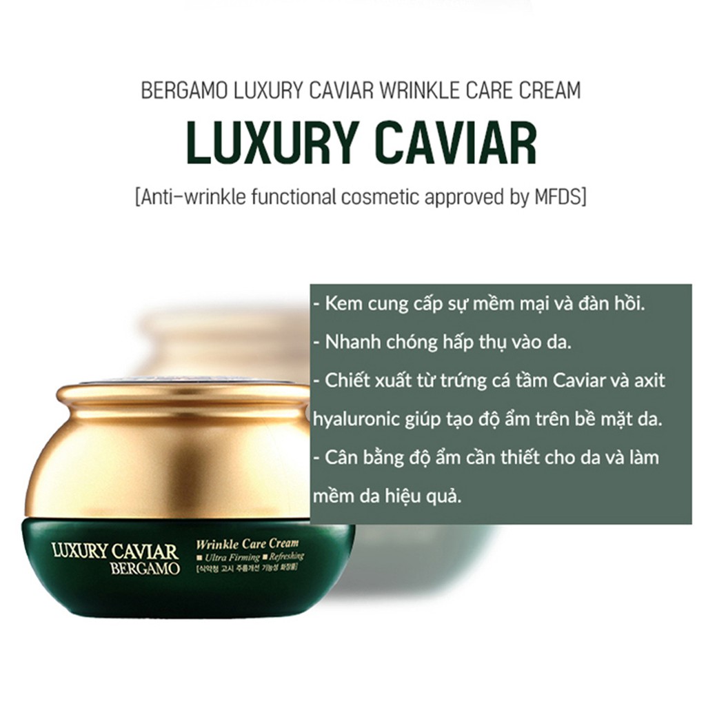 KEM DƯỠNG GIẢM NÁM LUXURY CAVIAR WRINKLE CARE CREAM BERGAMO 50 GRAM