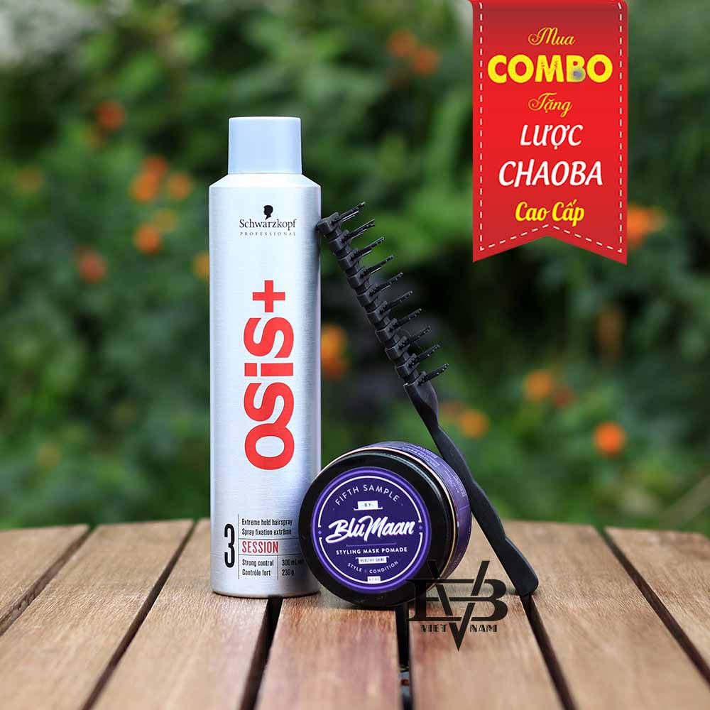 [CHÍNH HÃNG - BYVILAIN SHOP TPHCM] Gôm osis+ 3 Session Finish 300ml + Sáp vuốt tóc Blumaan Pomade 3.7 oz + tặng lượ