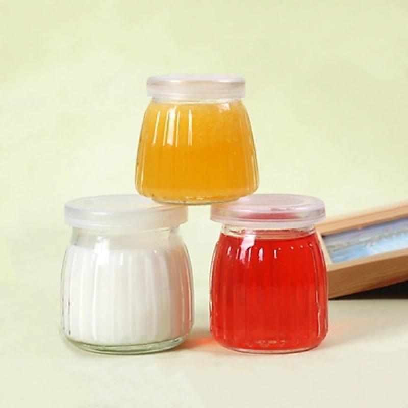 Hũ Thuỷ Tinh Sữa Chua Sọc Nắp Nhựa 100ml