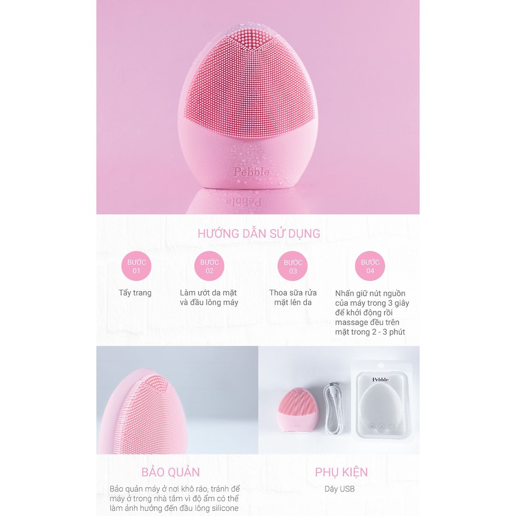 Máy Rửa Mặt Pebble Lisa LITE Pink Face washing machine