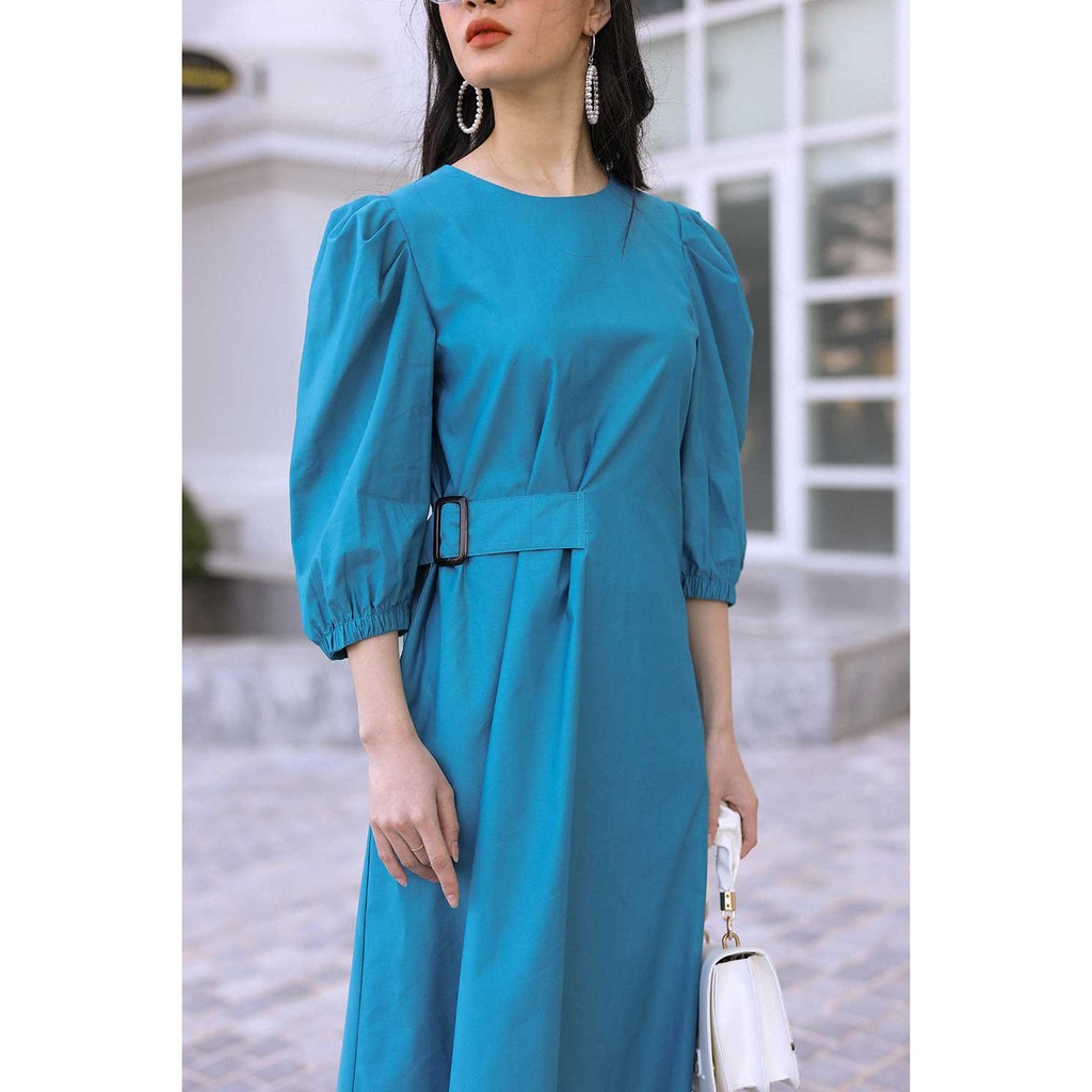 Váy đầm nữ dây khuy eo 1 bên, cổ tròn, hàng thiết kế cao cấp TK Fashion - DK B46