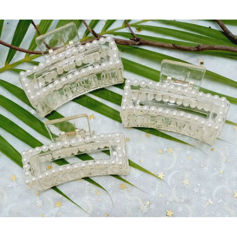 Kẹp Tóc Càng Cua Vuông Trong Suốt Hàn Quốc
