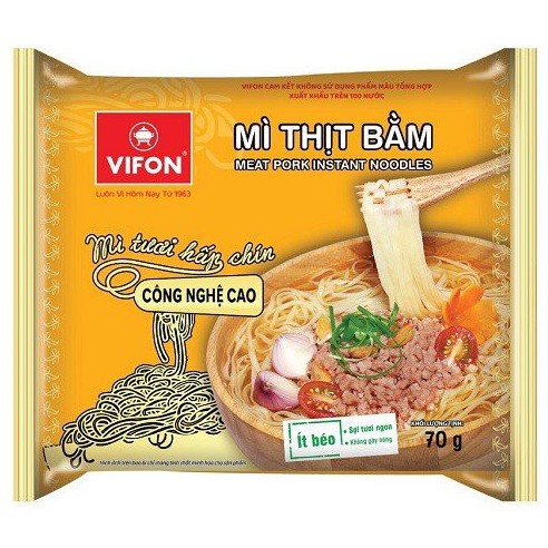 Mì tươi hấp chín Vifon vị thịt bằm/ tôm chua cay gói 70gr