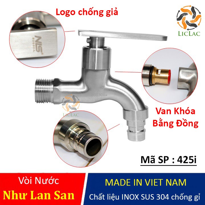 Vòi hồ INOX SUS 304 Như Lan San 425i hàng Cao Cấp, Vòi nước máy giặt, Vòi nước rửa tay - LICLAC