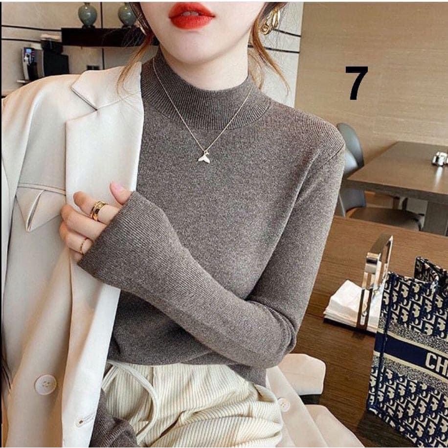 Áo Len Tăm Cổ Cao Quảng Châu 7 Màu [Feeship] Áo Len Mịn Trơn Màu Dài Tay Co Giãn Siêu Tốt Freesize | BigBuy360 - bigbuy360.vn