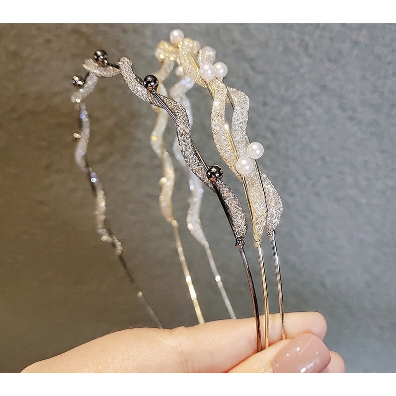 Cài tóc phong cách hàn quốc cho nữ, băng đô dễ thương đính ngọc