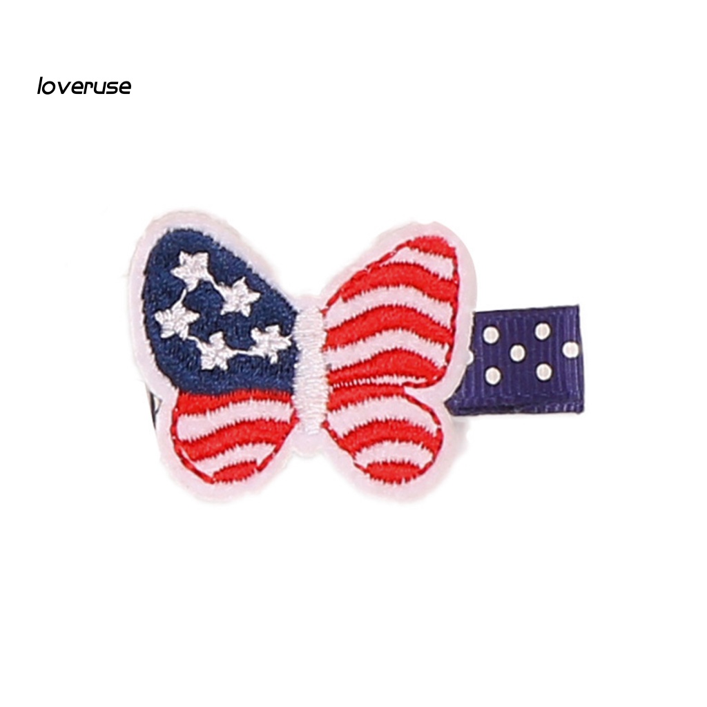 / Lo / Kẹp Tóc Chủ Đề Patriotic Màu Đỏ Xanh Lam Trắng Đáng Yêu Cho Bé Gái