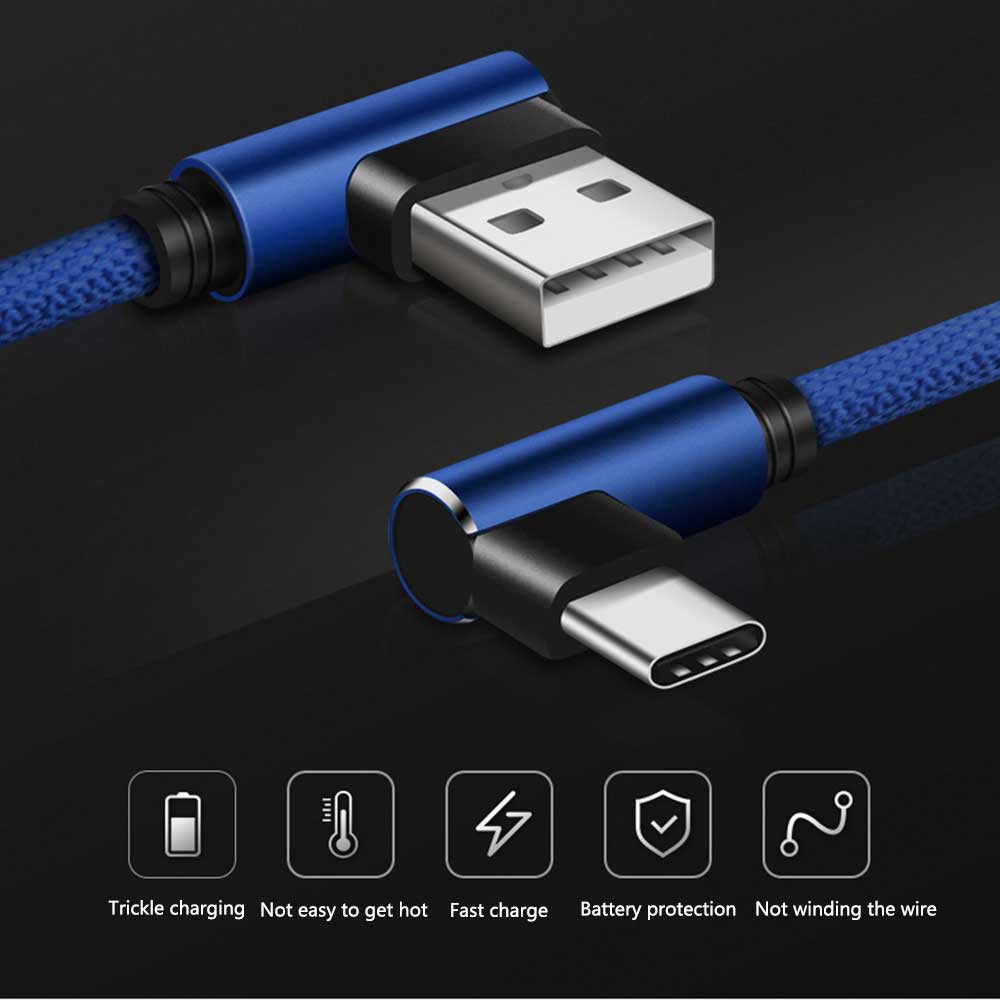 Cáp sạc góc chữ L 90 độ Micro USB Type C hỗ trợ sạc nhanh cho điện thoại