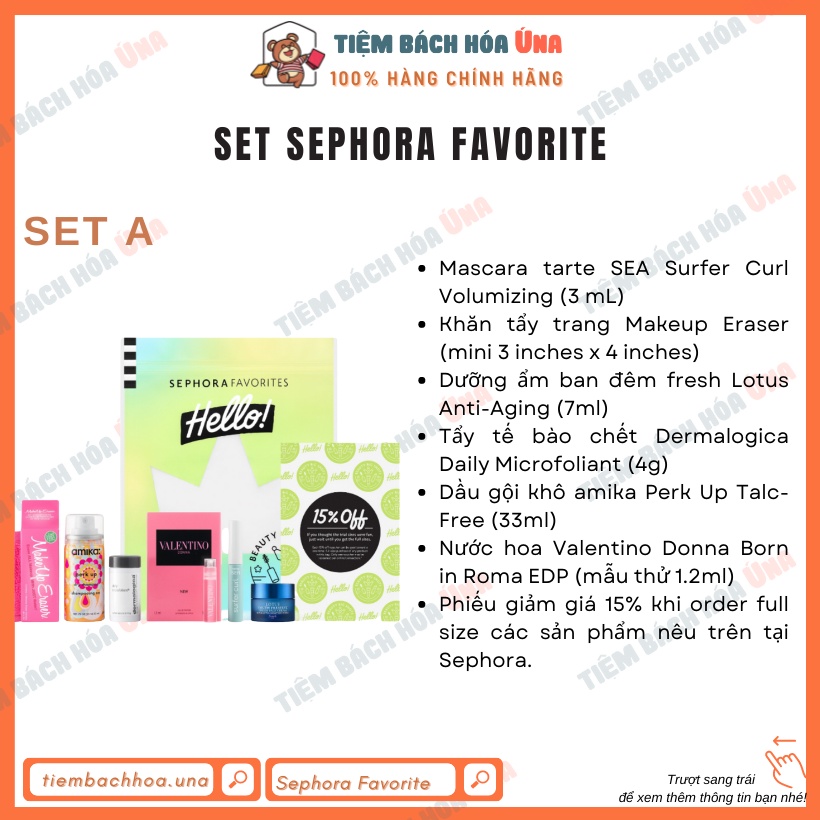 Bộ sản phẩm SEPHORA FAVORITES có son dưỡng, makeup, dưỡng tóc