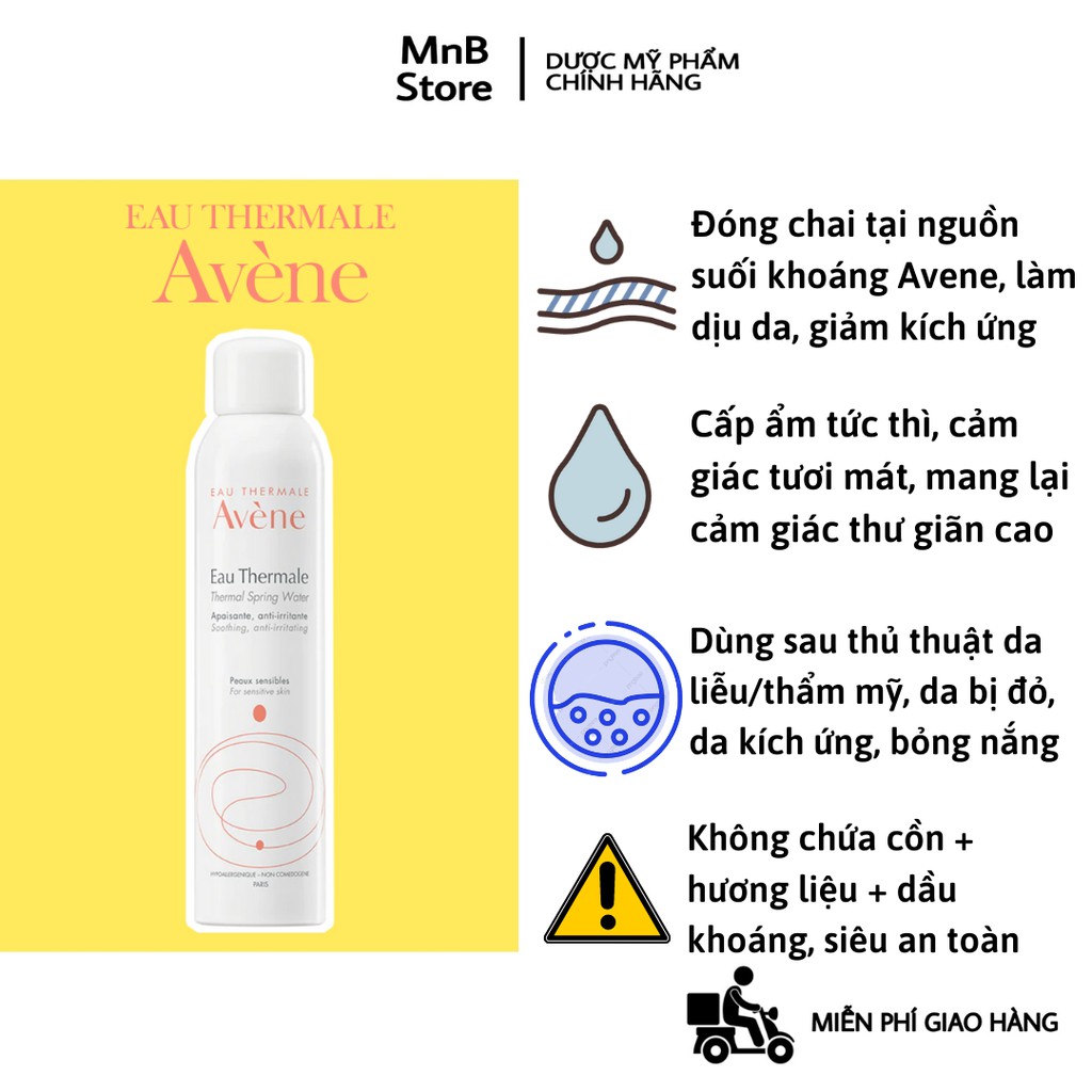 Xịt khoáng Avene Eau Thermale Spring Water làm dịu, làm mềm và giảm kích ứng cho da 300ml - MnB Store