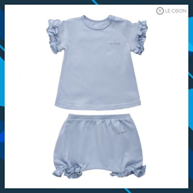 LE COON- Bộ quần áo cộc cho bé gái tay bèo xinh chất liệu 100% cotton (3 tháng đến 3 tuổi)