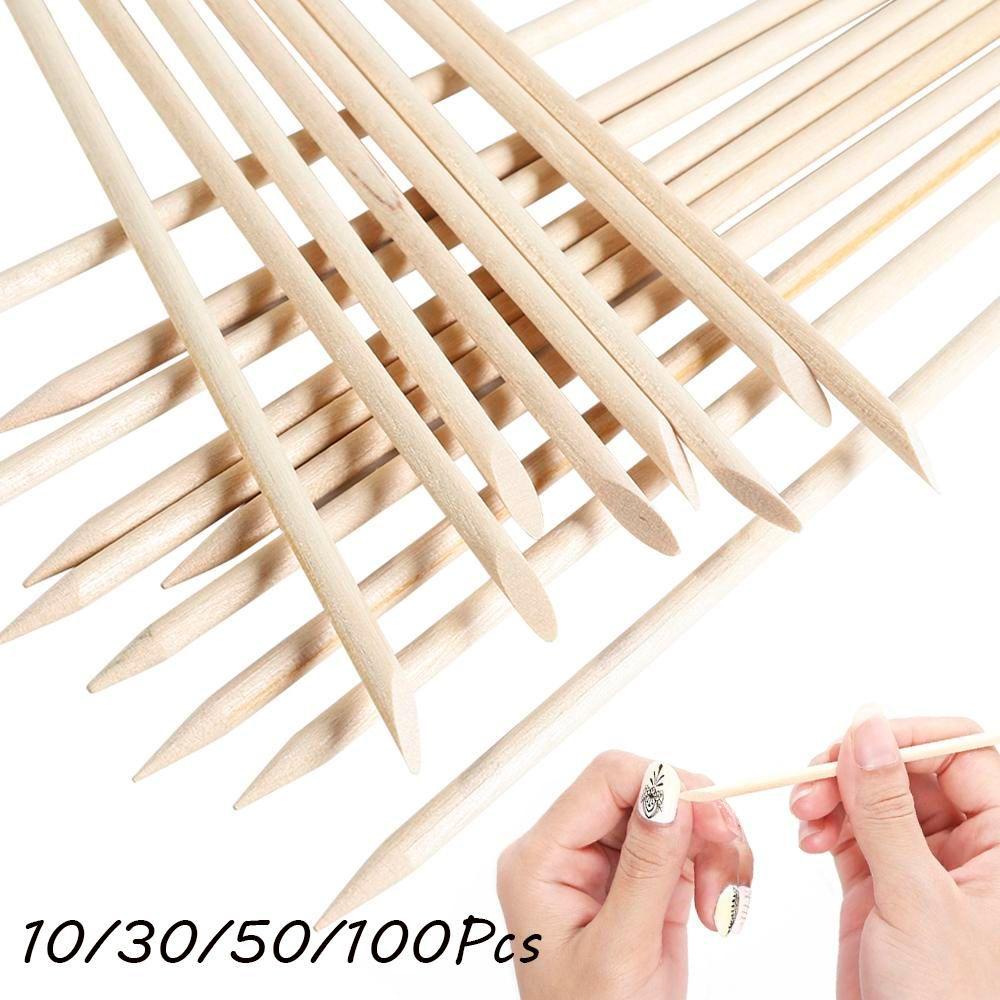 Set 10 / 30 / 50 / 100 Que Gỗ Hai Đầu Màu Cam Chuyên Dụng Cho Trang Trí Móng Nghệ Thuật